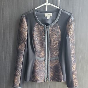 Joseph Ribkoff Black and Brown Blazer with Tailored Fit